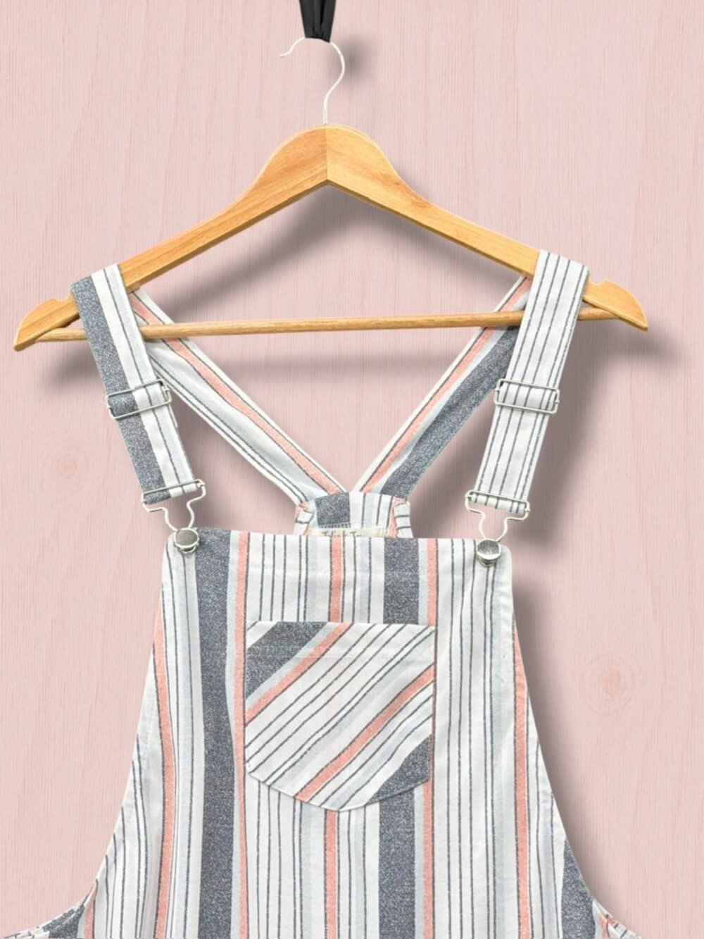 Jolie & Joy by Francesca's Pink & Blue Stripe Denim Overall Dress XL - Picture 5 of 5